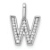 14K White Gold Diamond Letter W Initial Pendant