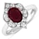 1.7ctw Red Ruby and Diamond 14K White Gold Halo Ring
