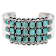 Turquoise Oversized Oxidized Cuff Bracelet In Sterling Silver 8x6mm And 4mm