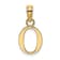 14k Yellow Gold Polished Block Letter O Initial Pendant