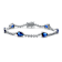 Sapphire Color CZ Pear Shape Tennis Bracelet In White Rhodium Over Brass