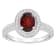8x6mm Oval Garnet 1/5 ctw Diamond Rhodium Over Sterling Silver Halo Ring