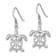 Rhodium Over Sterling Silver Cut Out Mother and Baby Turtle Dangle Earrings