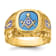10K Yellow Gold Men's Nugget Texture and Lab Created Sapphire Masonic Ring