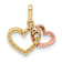 14K Two-tone Gold  Cubic Zirconia Hearts Pendant
