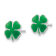 Rhodium Over Sterling Silver Enamel 4 Leaf Clover Children's Post Earrings