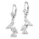 Rhodium Over Sterling Silver Polished 3D Small Pelican Leverback Earrings