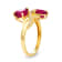 Red Mahaleo® Ruby 10K Yellow Gold Double Heart Ring 3.50ctw