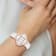 Ladies Charles Hubert Rose IP Stainless White Leather Band 36mm Watch
