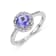 Blue Tanzanite with White Topaz Accents Sterling Silver Halo Ring
