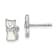 Rhodium Over Sterling Silver White Enamel Cat Children's Post Earrings