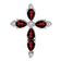 Rhodium Over 14k White Gold Garnet and Diamond Cross Chain Slide Pendant
