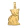 14k Yellow Gold Polished and Textured Cat Pendant