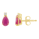 6x4mm Pear Shape Ruby with Diamond Accents 14k Yellow Gold Stud Earrings