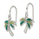 Rhodium Over Sterling Silver Polished Green Crystal Palm Tree Earrings