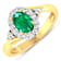 0.83ctw Green Emerald and Diamond 14K Yellow Gold Halo Ring