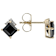 Black Spinel And White Zircon Stud Earrings In Solid 10K Yellow Gold 1.66ctw