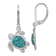 Rhodium Over Sterling Silver Polished Blue Crystal Turtle Dangle Earrings