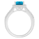 7mm Cushion Blue Topaz 1/4 ctw Diamond Rhodium Over Sterling Silver Halo Ring