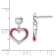 Rhodium Over Sterling Silver Red Enamel Open Heart Dangle Earrings