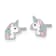 Rhodium Over Sterling Silver Enamel Unicorn Children's Post Earrings