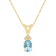 7x5mm Oval Aquamarine with Diamond Accents 14k Yellow Gold Pendant With Chain