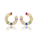 Multi-Color CZ Front-Facing C-Hoop Earrings In 14K Gold Over Sterling Silver