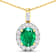 2.15ctw 14K Yellow Gold Zambian Emerald and White Diamond Pendant with
18 inch Cable Chain