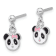 Rhodium Over Sterling Silver Enameled Panda Children's Post Dangle Earrings