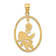 14k Yellow Gold with Multi-color Enamel Hummingbird and Flowers In Oval
Frame Charm