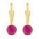 4mm Round Ruby 14k Yellow Gold Drop Earrings