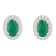 6x4mm Oval Emerald 1/6 ctw Diamond Rhodium Over Sterling Silver Halo
Stud Earrings
