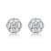 Vintage Pinwheel CZ Cluster Stud Earrings In White Rhodium Over Brass