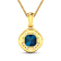 2.15ctw 14K Yellow Gold Blue London Blue Topaz and White Diamond Pendant
with 18 inch Cable Chain