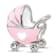 Sterling Silver Enamel Baby Carriage with Crystal Bead
