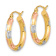 14k Yellow Gold and Rhodium Over 14k Yellow Gold 13/16" Polished
and Satin Diamond-Cut Hoop Earrings