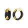 14K Yellow Gold Over Sterling Silver Mini Gold Leaf Acrylic Hoops in Black