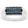 Blue Diamond Rhodium Over Sterling Silver Men's Band Ring 0.43ctw