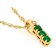 Zambian Emerald And White Diamond Round Pendant Necklace In 18K Gold
Over Sterling Silver 0.31ctw