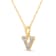 White Diamond Accent 10k Yellow Gold V Initial Pendant With 18” Rope Chain