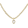 Bezel Set CZ Pendant With Curb Chain In 18k Yellow Gold Over Brass
