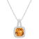 7mm Cushion Citrine 1/6 ctw Diamond Rhodium Over Sterling Silver Halo
Pendant with Chain