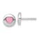 Rhodium Over Sterling Silver Pink Enamel Heart Circle Post Earrings