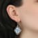 Silver Tone Blue Willow Stone Crystal Leverback Earrings