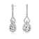 Pear Shape CZ Halo Drop Earrings In Sterling Silver