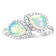 Pear Shape Opal And Zircon Halo Bypass Ring In Sterling Silver