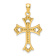 14k Yellow Gold Polished Beaded Textured Cross Pendant