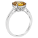 8mm Square Cushion Citrine Rhodium Over Sterling Silver Ring