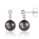 Black Cultured Tahitian Pearl 14k White Gold Earrings 8-9mm