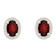 7x5mm Oval Garnet And Created White Sapphire 10k Yellow Gold Halo Stud Earrings